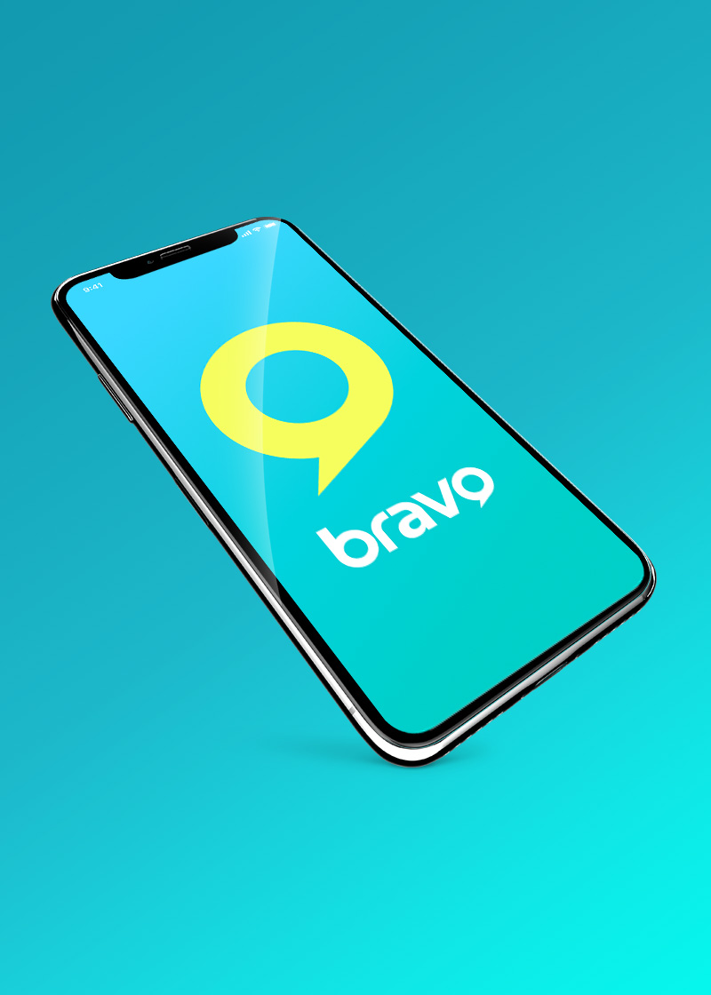 bravo tv broadcast brand logo design in a smartphone
