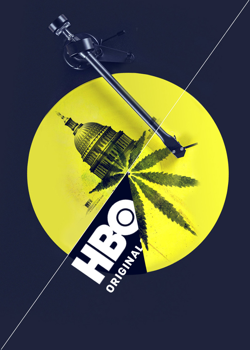 HBO Real Time with Bill Maher imagery of marijuana and the capital building on a record