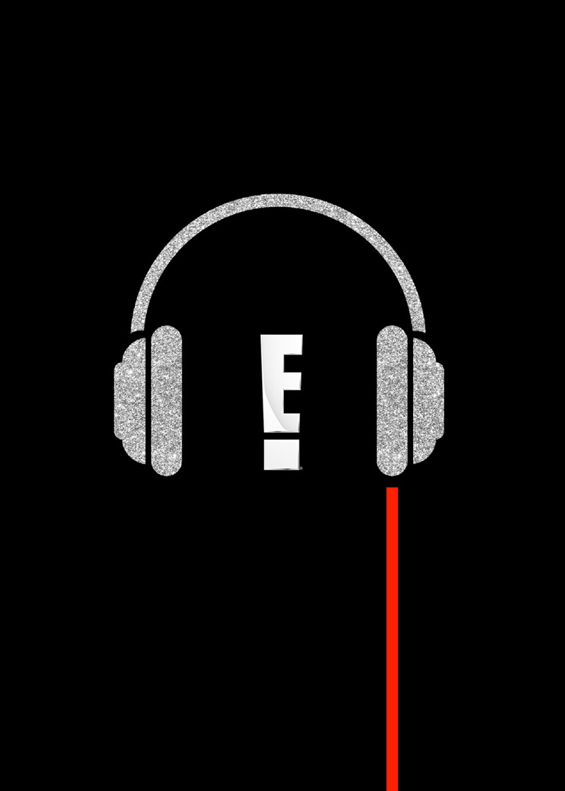 E! live from the red carpet sparkling headphones around the E logo
