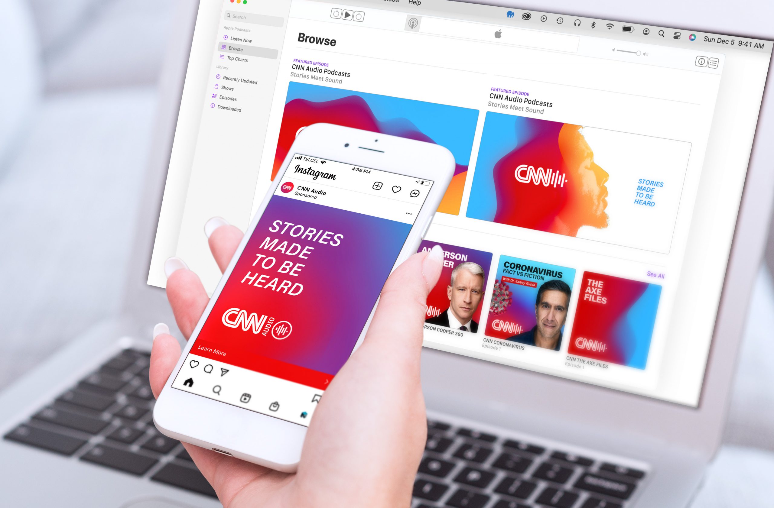 CNN Podcast brand design and CNN Audio instagram promotion campaign