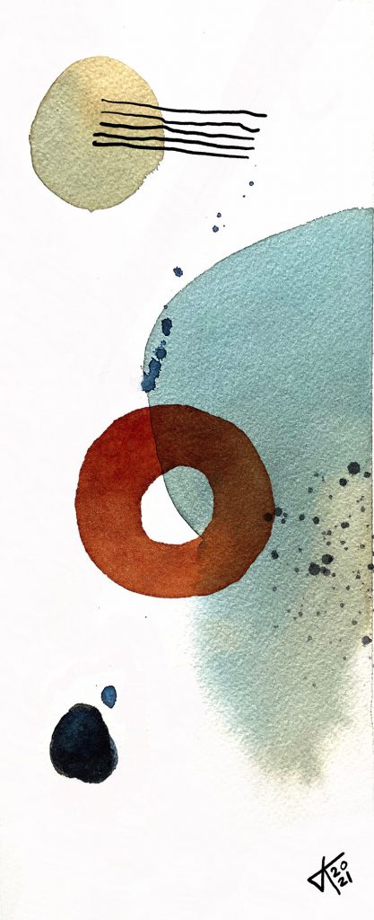 abstract amorphic shapes watercolor by Joseph Kiely