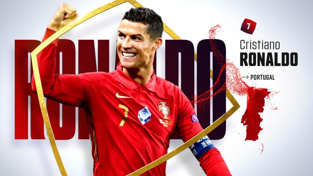 Telemundo World Cup 2022 player card design Cristiano Ronaldo