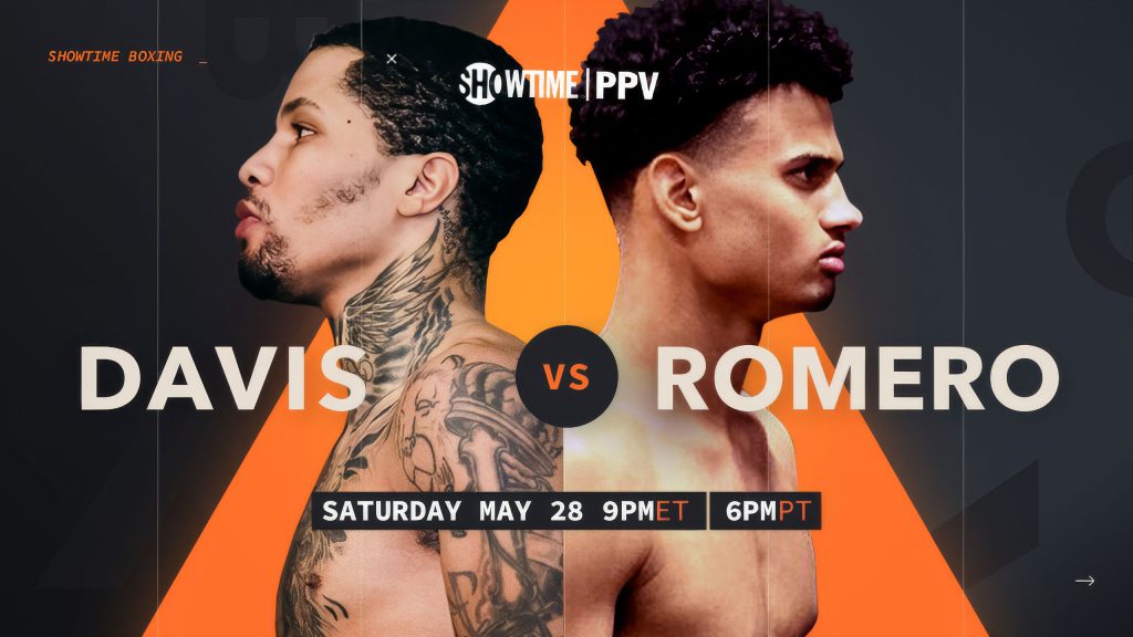 Showtime boxing promo design for Gervonta Davis vs Rolando Romero matchup end frame