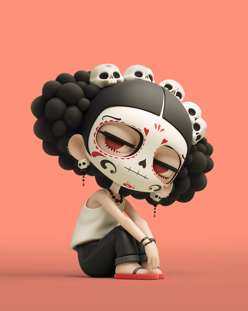 AI halloween character with day of the dead masks