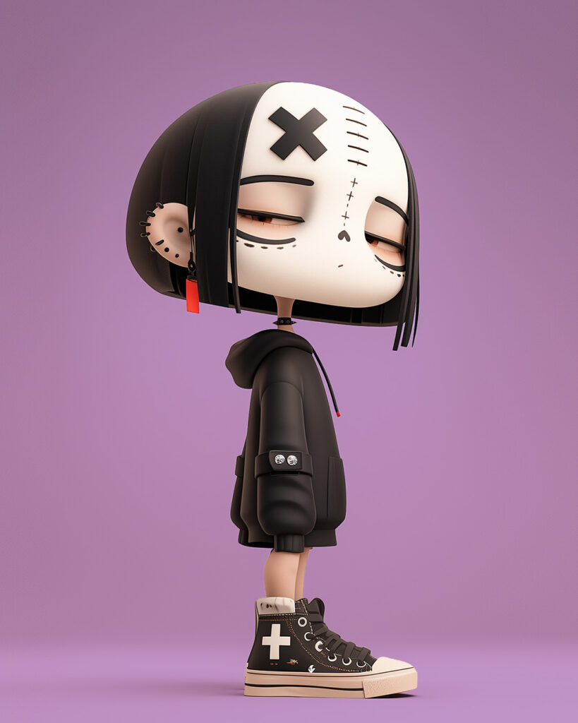 AI halloween 3d character with day of the dead masks