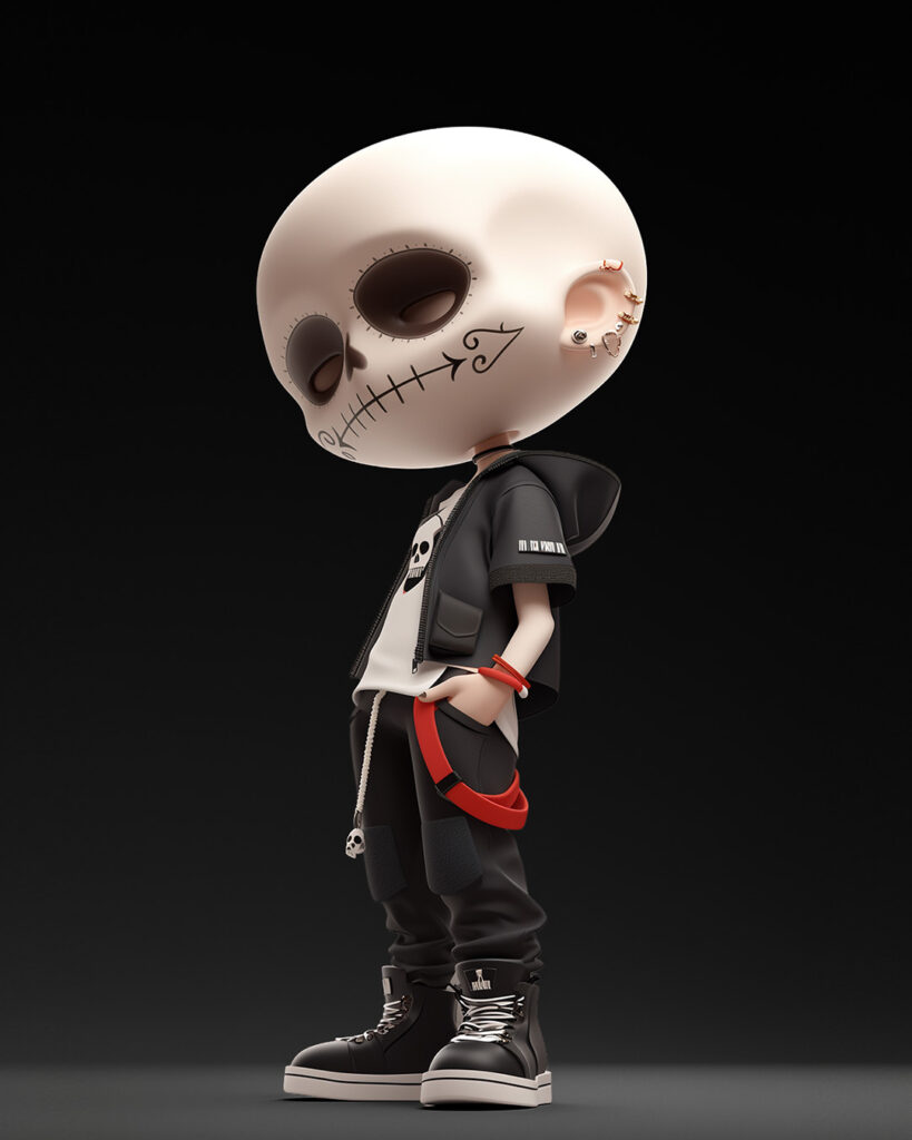 AI halloween character with day of the dead masks