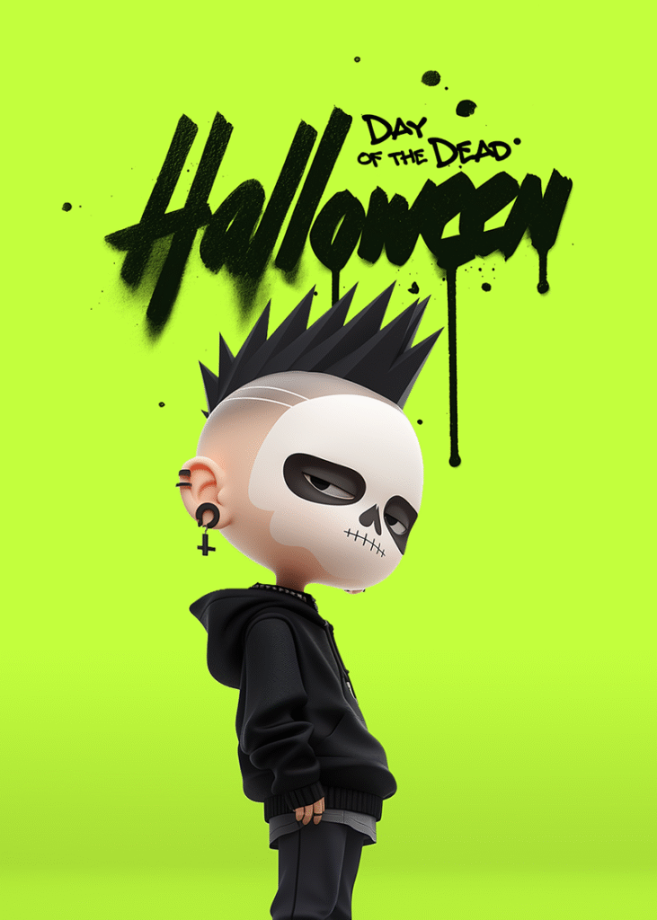 Kiely D is ready for Halloween with his day of the dead mask